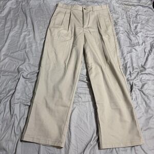 George Khaki Pants size 18 Husky Beige Pleated Adjustable Waist Uniform